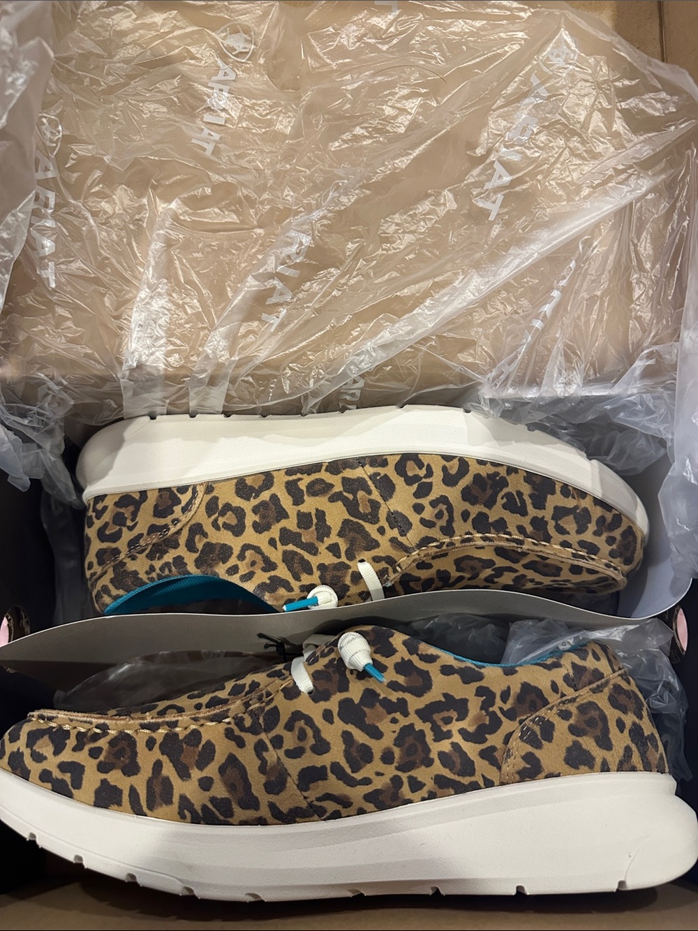 Ariat Leopard Print Slip-Ons with Turquoise Lining